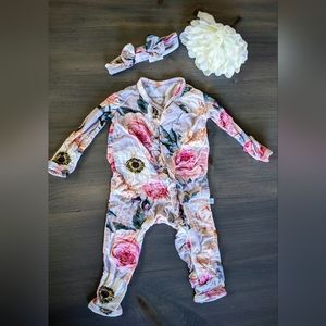 Posh peanut newborn baby girl floral bodysuit